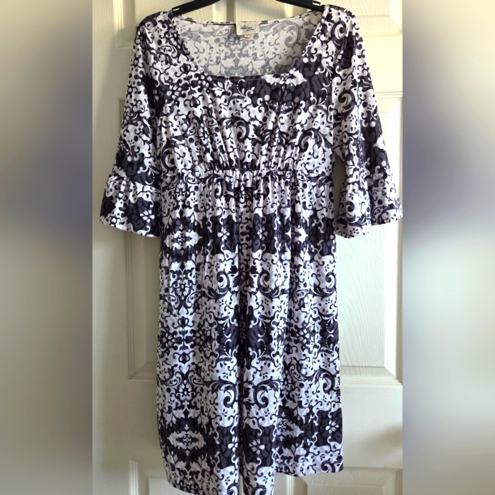 Beige by eci Black and White Patterned Dress